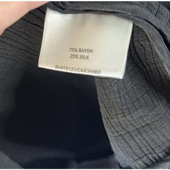 Eileen Fisher Black Silk Blend Textured Long Sleeve Open Front Jacket Medium - Picture 3 of 6